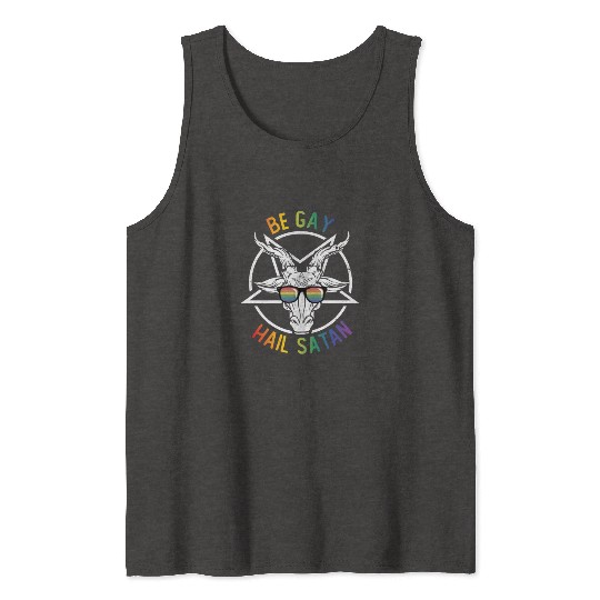 Rainbow Satan Lgbt Goth Gay Pride Baphomet Be Gay Tank Tops