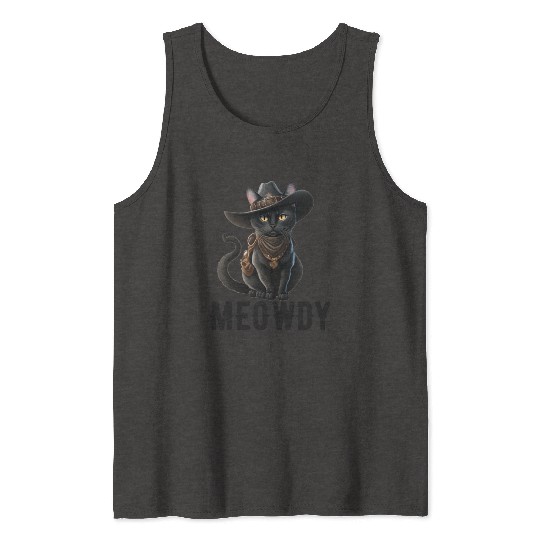 Meowdy Cat Cory Music Kitten Cowboy Tank Tops