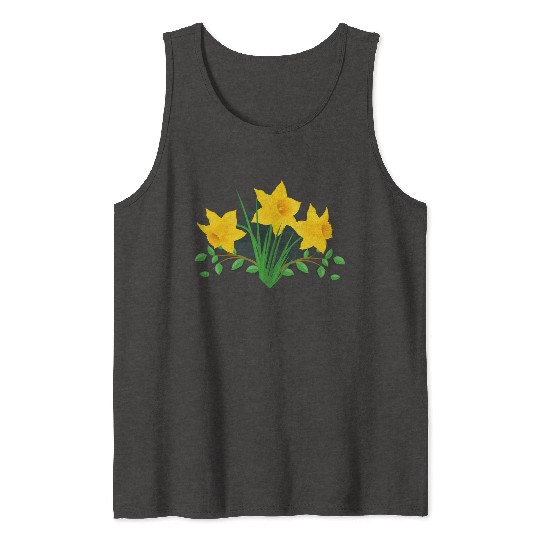 Daffodil Daffodils Yellow Green Flowers Floral Tank Tops