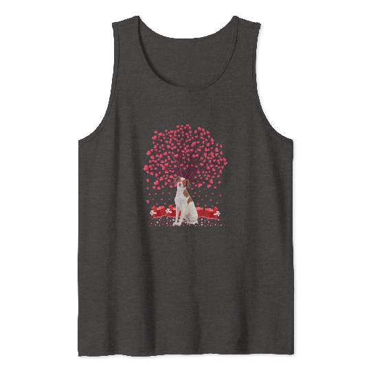Heart Tree Brittany Spaniel Dog Valentine'S Day Tank Tops