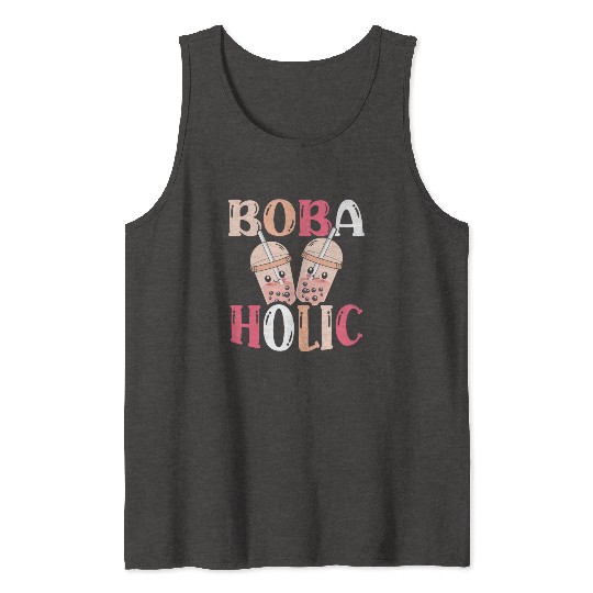 Bobaholic Bubble Tea Lover Boba Tea Drinker Korean Tank Tops