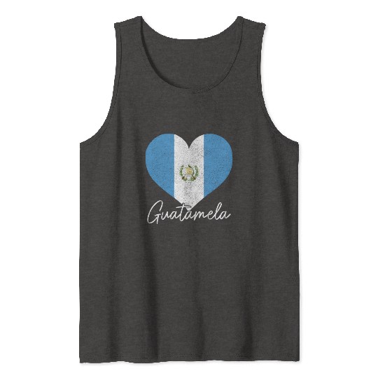 Guatemala Guatemalan Flag Pride Heart Chapina Tank Tops