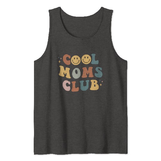 Moms Club On Back Print Tank Tops
