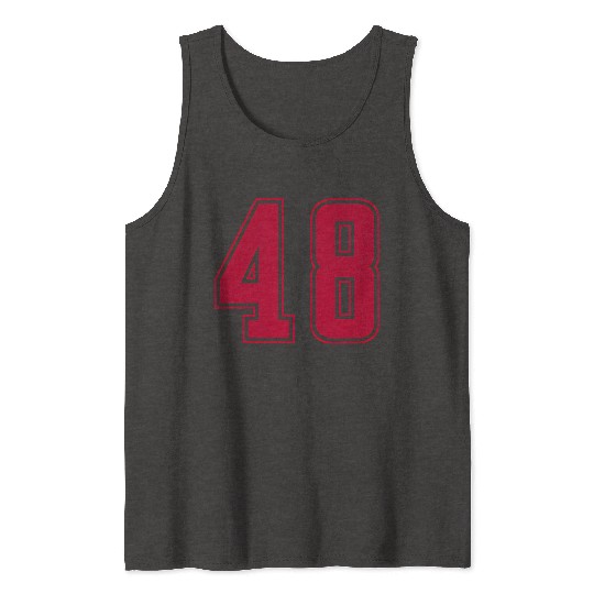 Red Number 48 Team Junior Sports Numbered Tank Tops