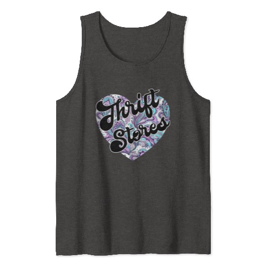 Thrift Stores paisley heart Tank Tops