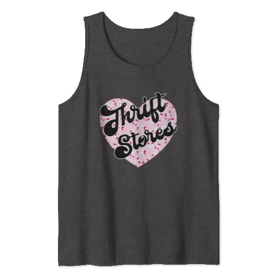 Thrift Stores pink floral heart Tank Tops