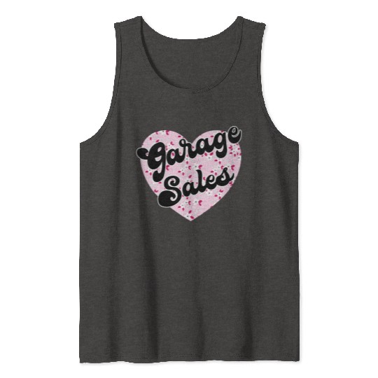 Garage Sales pink floral heart Tank Tops