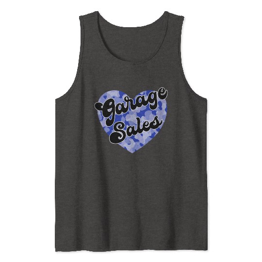 Garage Sales blue camo heart Tank Tops