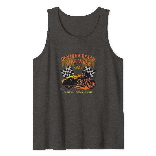Daytona Beach Bike Week 2023 Checkered Flag Front Tank Tops