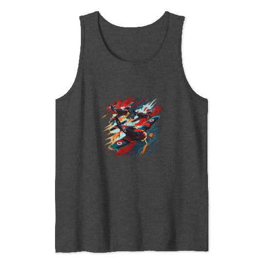 Spitfire Airplane Vintage Pilot Aviator Military Tank Tops