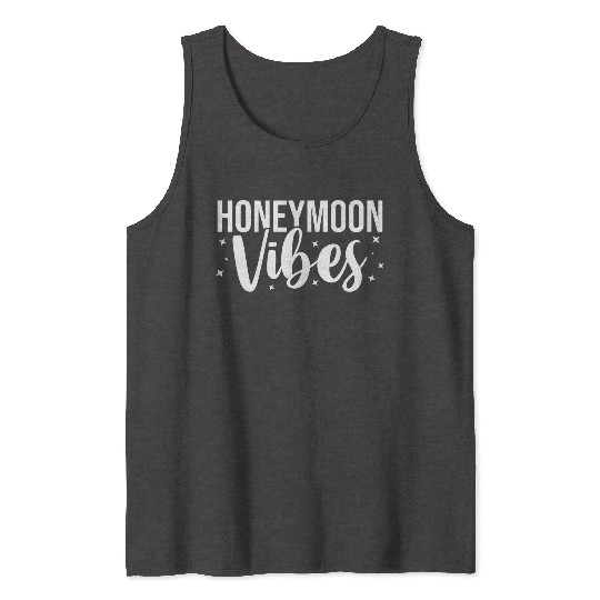 Bride Groom Vacation Newlywed Trip Honeymoon Vibes Tank Tops