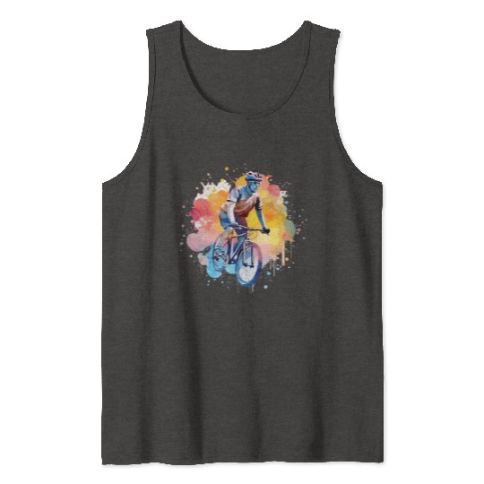 Ride to Freedom - Watercolor Style Cycling Art Tank Tops