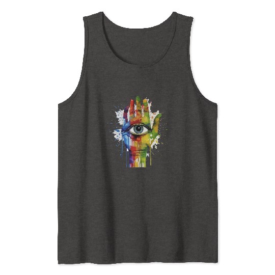 Fluid Embrace - Watercolor Style Abstract Hand Art Tank Tops