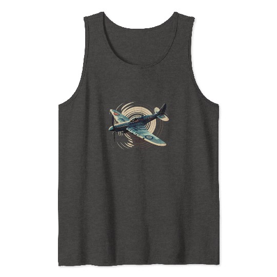 Spitfire Airplane Vintage Pilot Aviator Military Tank Tops