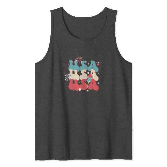 USA And Fireworks, Independence Day Tank Tops