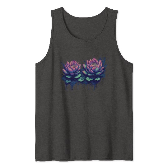 Neon Lotus Flowers Tank Tops