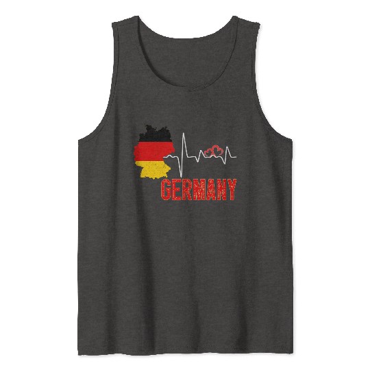 Germany Flag Map Heartbeat For German Pride Tank Tops