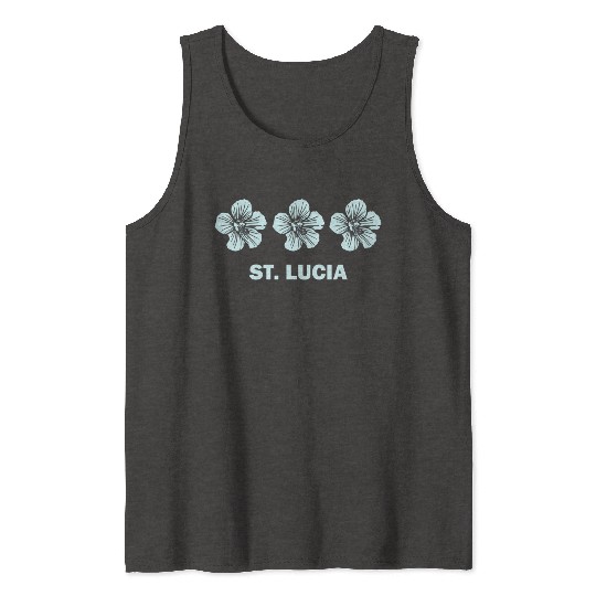St Lucia Tropical Hibiscus Flower Tank Tops