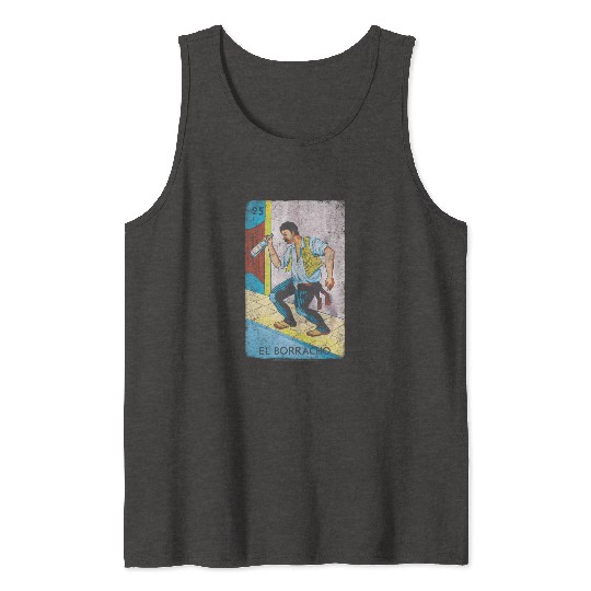 Loteria El Borracho Colorful Tarot Card Tank Tops
