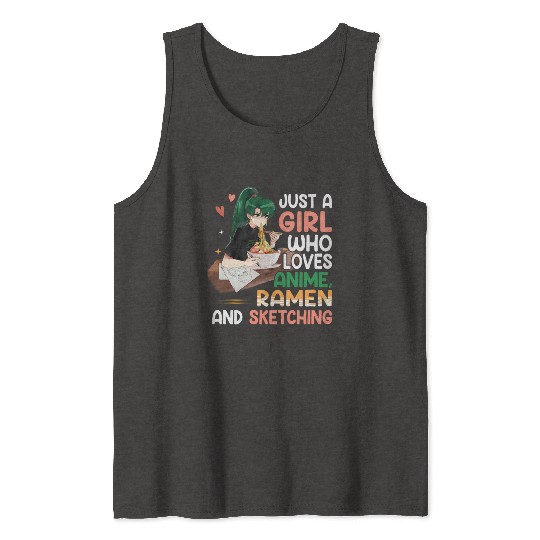 Just A Who Loves Anime Ramen etchingnager Tank Tops