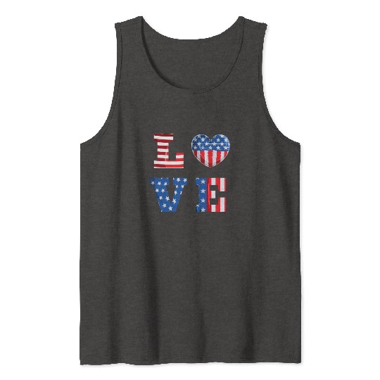 LOVE America Independence Day USA Patriots Tank Tops