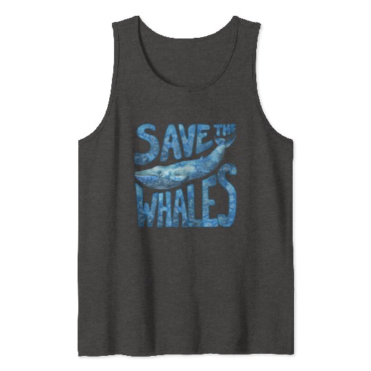 Save The Whales Blue Whale Design Tank Tops
