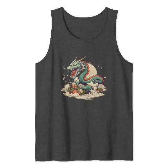 Sushi Dragon Japanesse Kawaii Tank Tops
