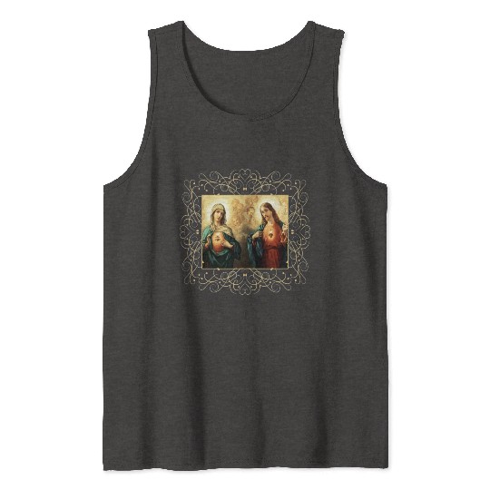 Sacred Heart and Immaculate Heart Picture Jesus an Tank Tops