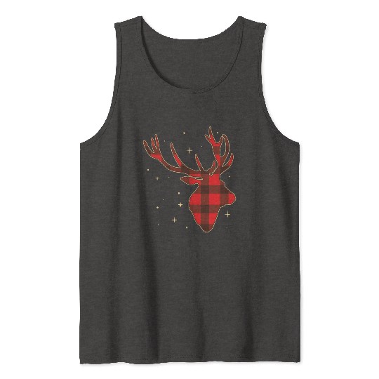 Classic Red Black Christmas Buffalo Deer Funny Fan Tank Tops