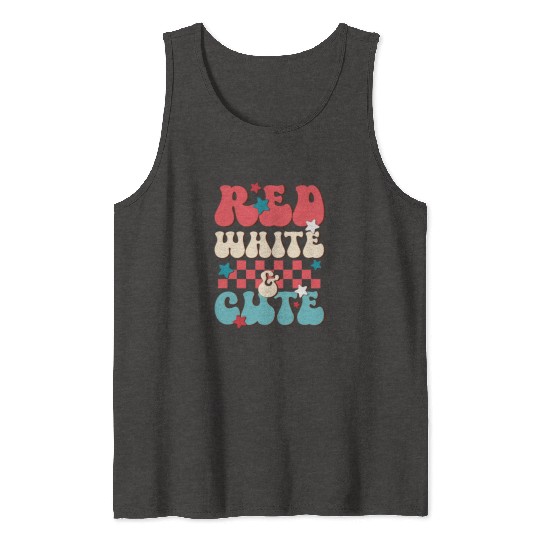 Red White And Cute, Independence Day Tank Tops