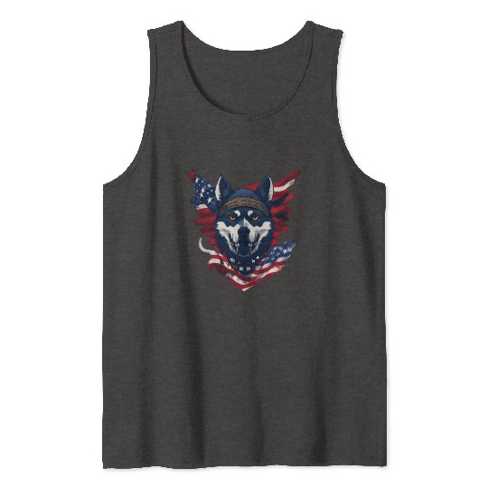 Cute American Pride 4th of July Dog Flag Tank Tops