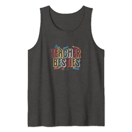 Teacher Besties Bestfriend Matching Teacher Bestie Tank Tops
