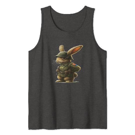 Courageous Bunny Soldier Tank Tops