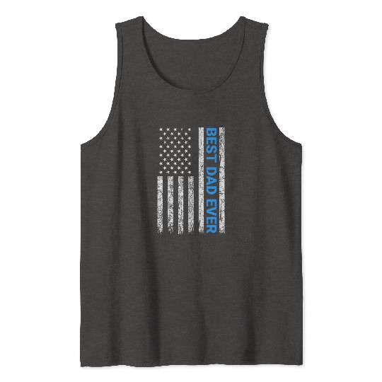 Best Dad Ever With Us America Flag Tank Tops
