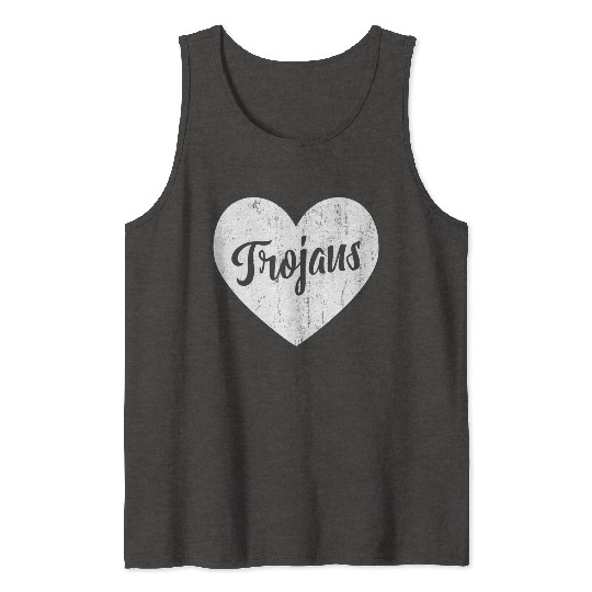 Trojans School Sports Fan Team Spirit Mascot He Tank Tops