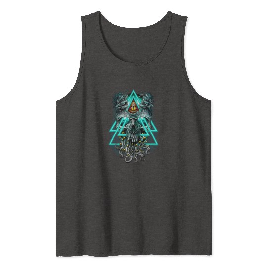 Cthulhu illuminati evil monster Tank Tops