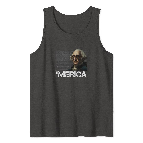 Merica George Washington Independence Day USA Tank Tops