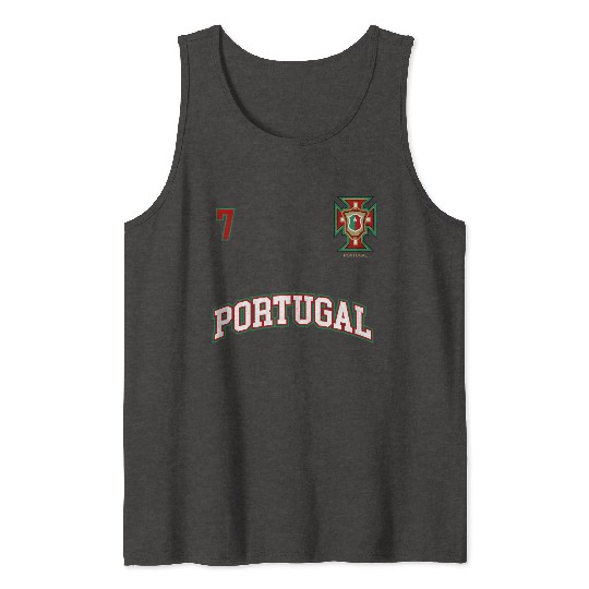 Portugal Number 7 Soccer Team Sports Portuguese Fl Tank Tops