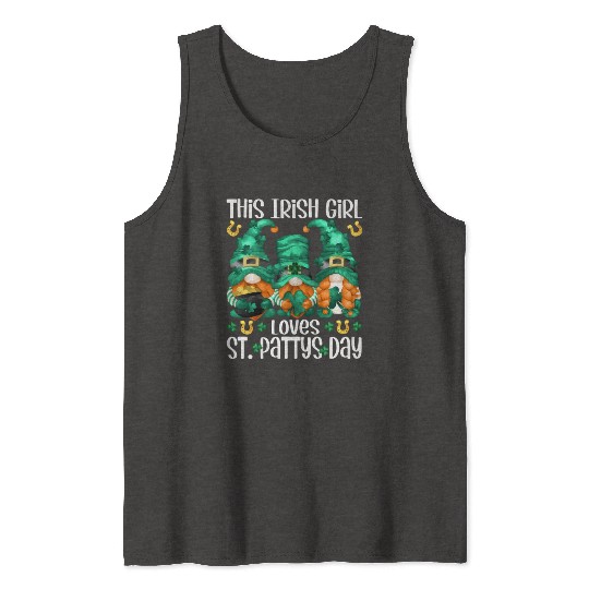 Three Gnomes Holding Shamrock This Loves St Pattys Tank Tops