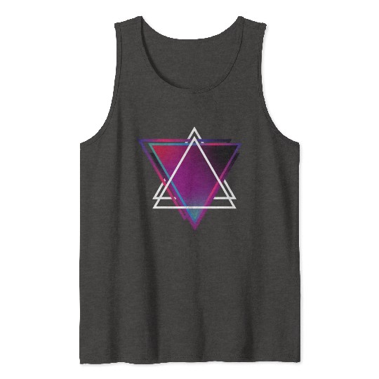 "Triangle Bliss: Geometric Marvel Tank Tops"