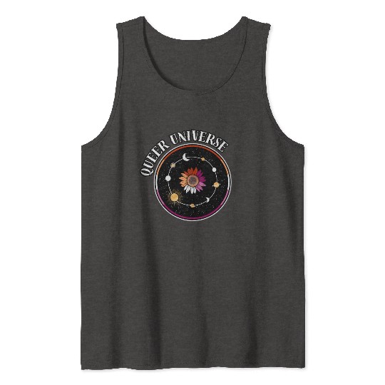 LGBTQ Queer Universe, Lesbian Flag Sunflower Tank Tops