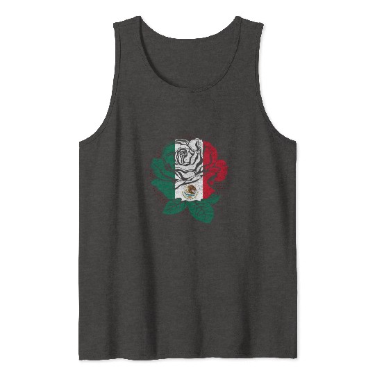 Mexico Rose Flower Mexico Flag Mexican Tank Tops
