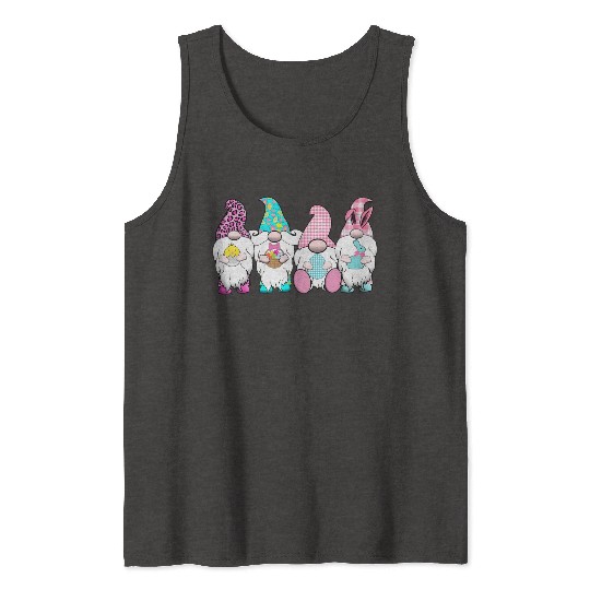 4 Easter Gnomes Pastel Spring Bunny Ears Gingham R Tank Tops