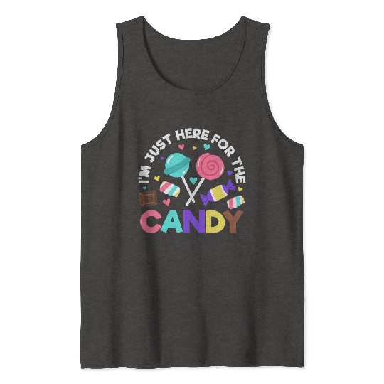 Halloween Candy Trick or Treat Party quote Tank Tops