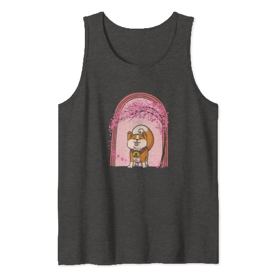 Cherry Blossom Tank Tops, Shiba Inu Dog Sakura Kawaii