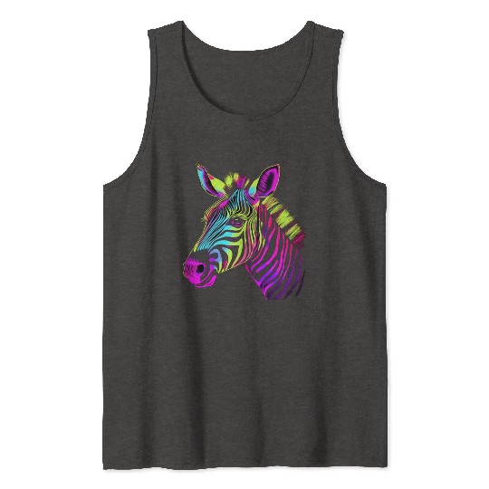Zebra Neon Colors Portrait Tank Tops