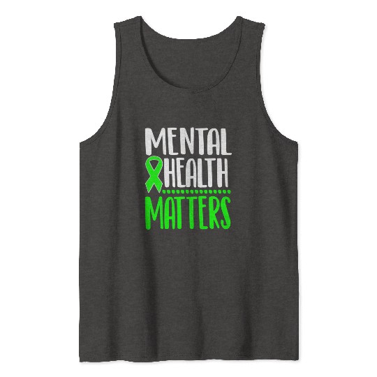 Mental Health Awareness Ribbon Green Anxiety Depre Tank Tops