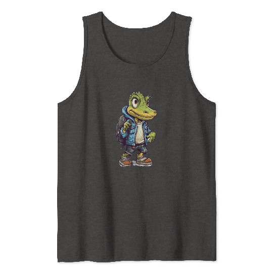 Cute Crocodile Cartoon Tank Tops