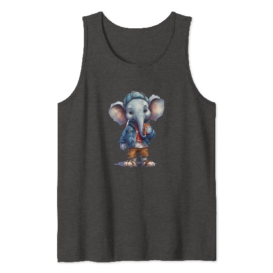 Cute Elephant Cartoon Tank Tops