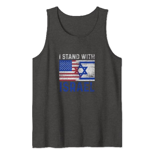 Us Flag I Stand With Israel Tank Tops